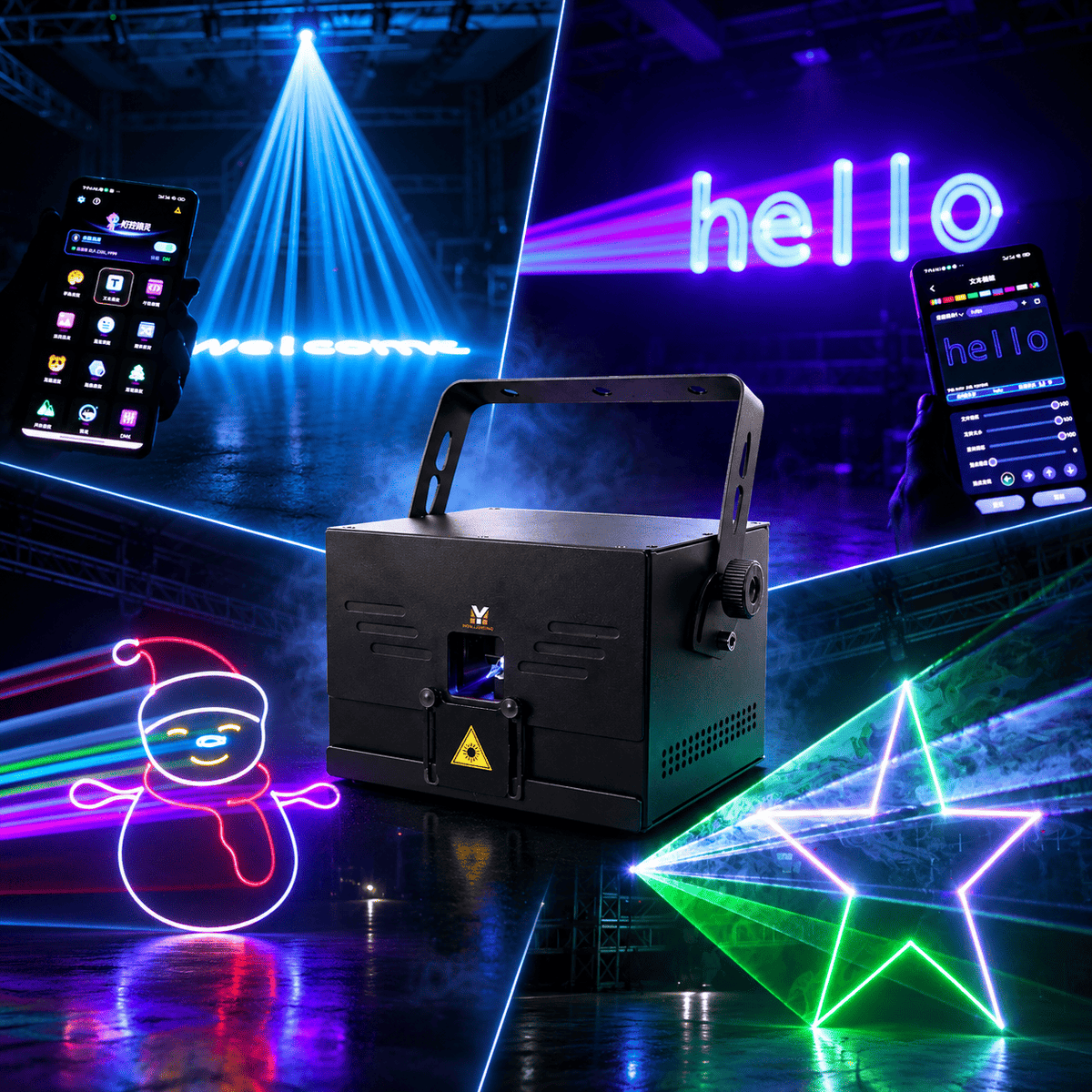 MT4 APP Control Laser RGB 10W Animation Laser Light Projector Club Lights