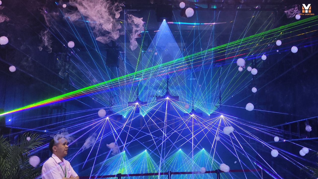 MIYA MYSJ 5-Head RGB Laser Light Projector with Lifting System for DJs Festivals and Stage Shows